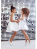 White Satin Knee Length Simple Flower Girl Dress